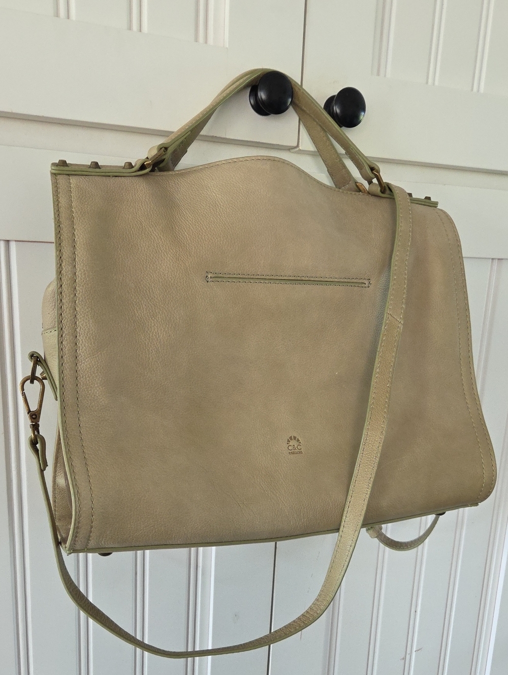 C&C California Bag Leather Green/tan Brass Crossbody Handbag